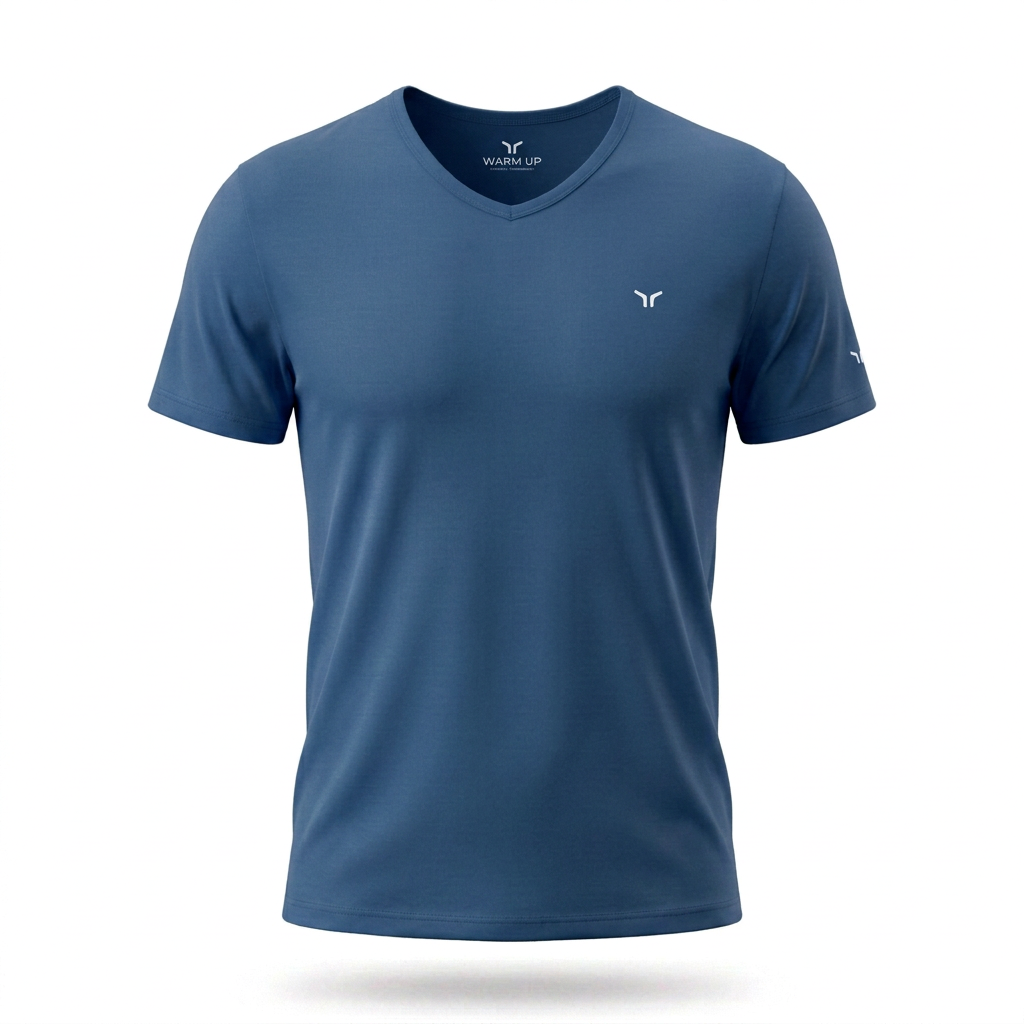 Dark blue T-shirt styled like the yellow reference