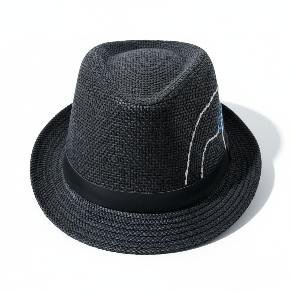 Dark Fedora Hat Top View White Background