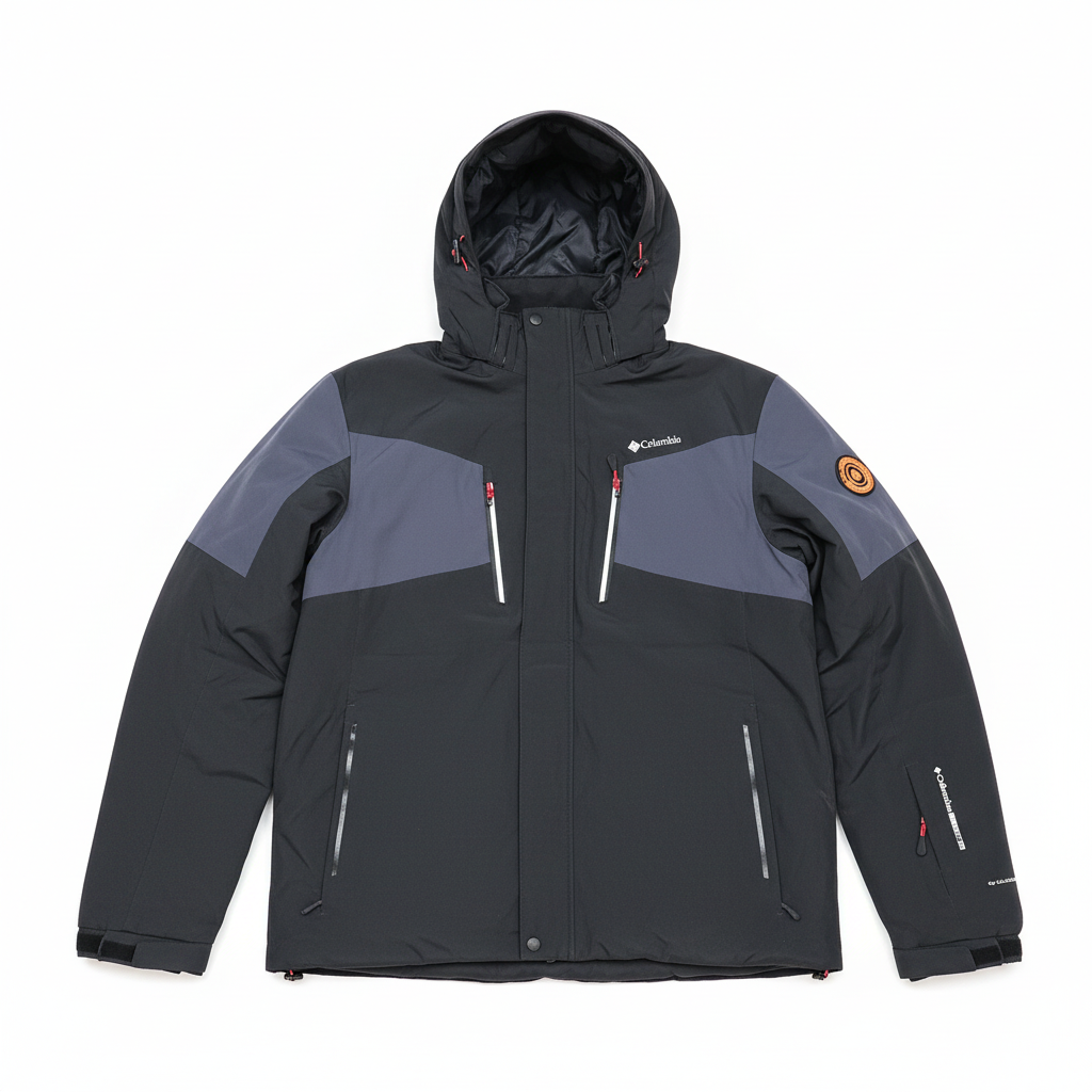 Dark gray Columbia jacket on white background