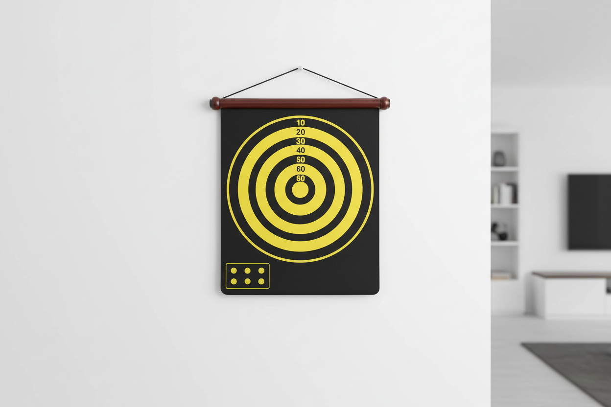 Dartboard mounted on wall