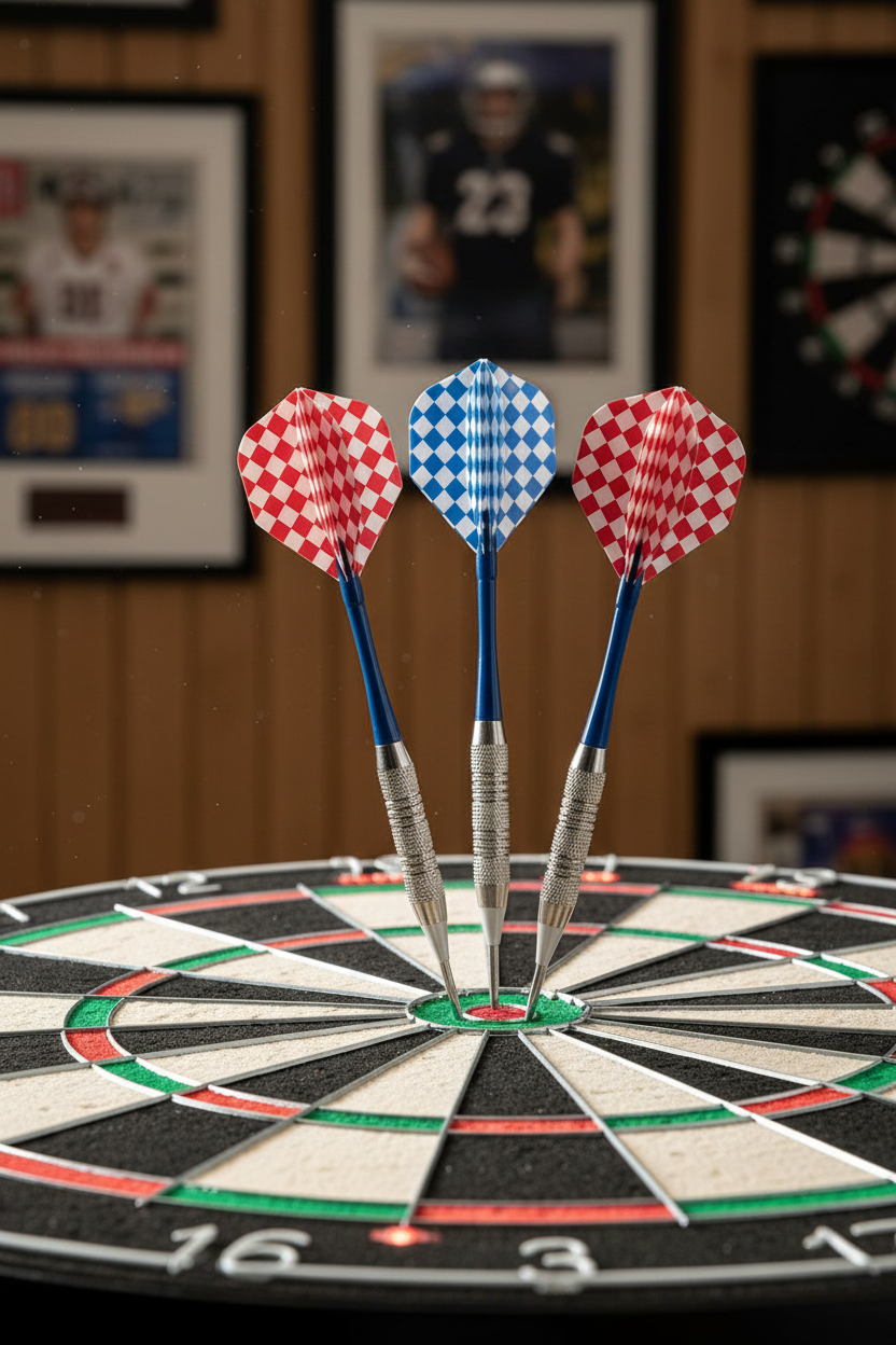 Darts in electronic dartboard bullseye