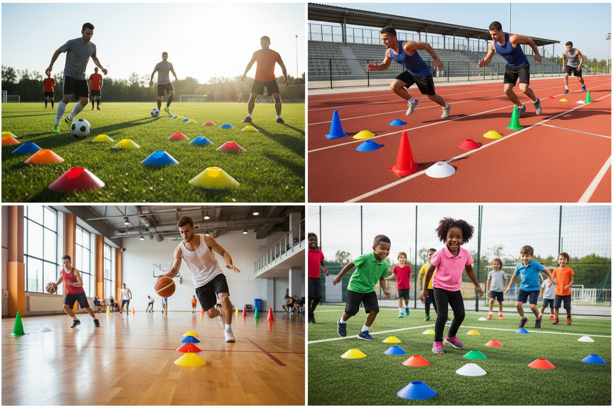 Disc marker cones multi-sport collage