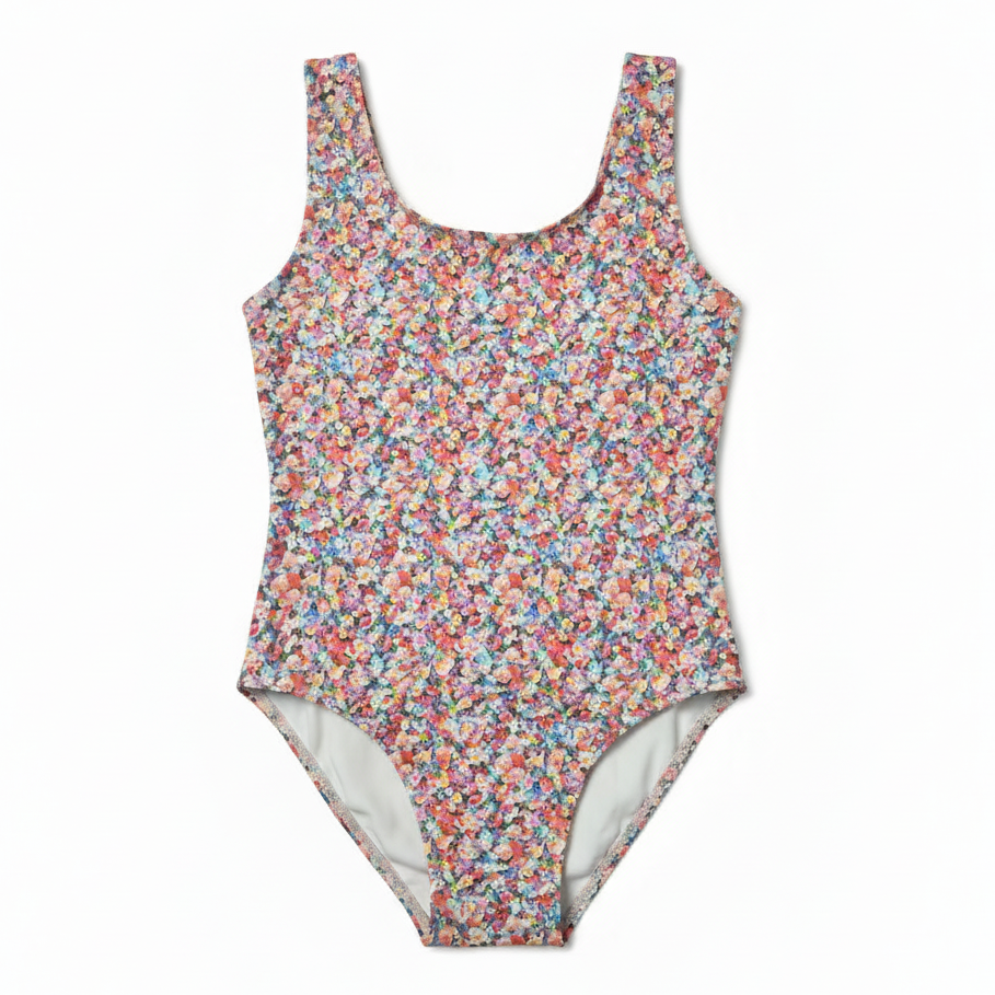 Ditsy Floral Print Swimsuit - White Background