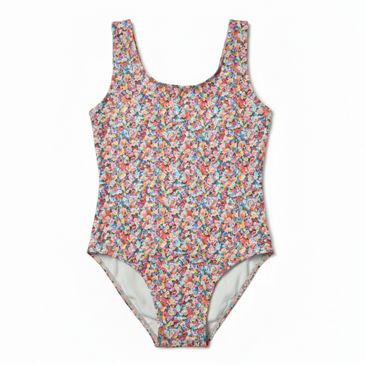 Ditsy Floral Print Swimsuit - White Background
