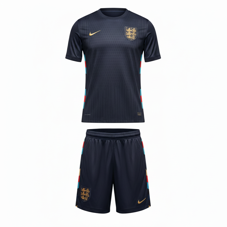 England Away Kit – Ghost Mannequin White Background