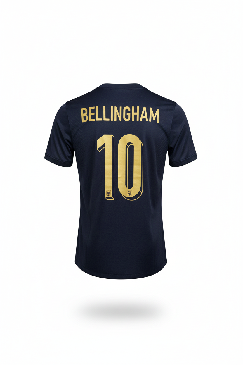 England Bellingham #10 Jersey – Back View Ghost Mannequin