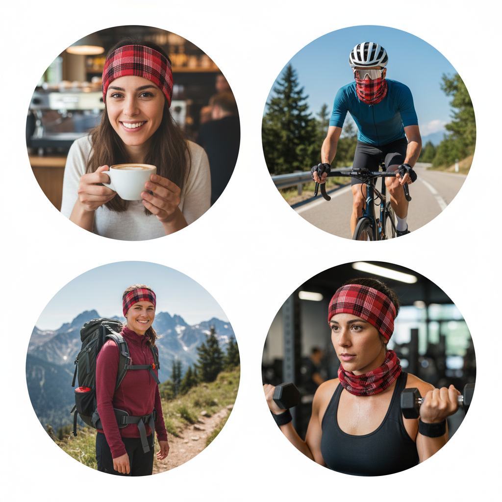 Functional Headgear - Coton Lycra Carreau Red