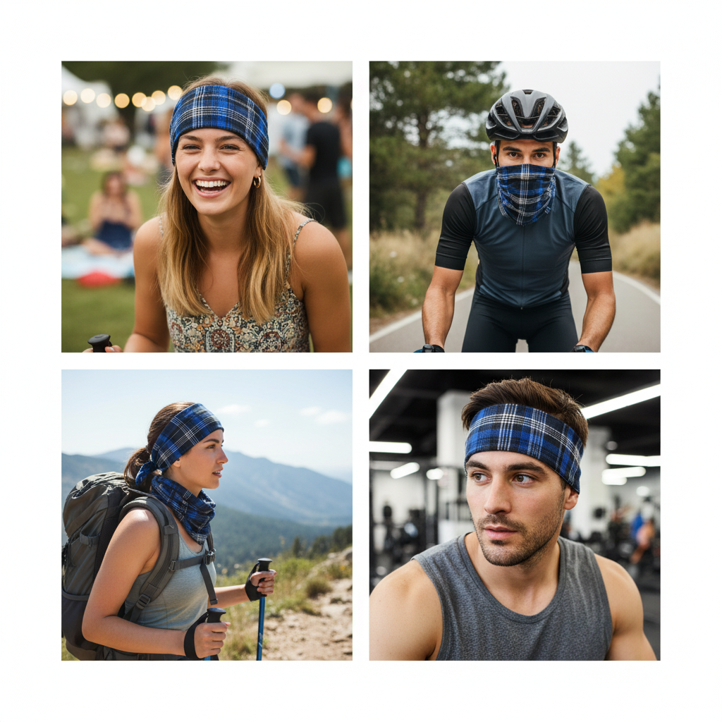 Functional Headgear - Coton Lycra Carreau Blue/Black