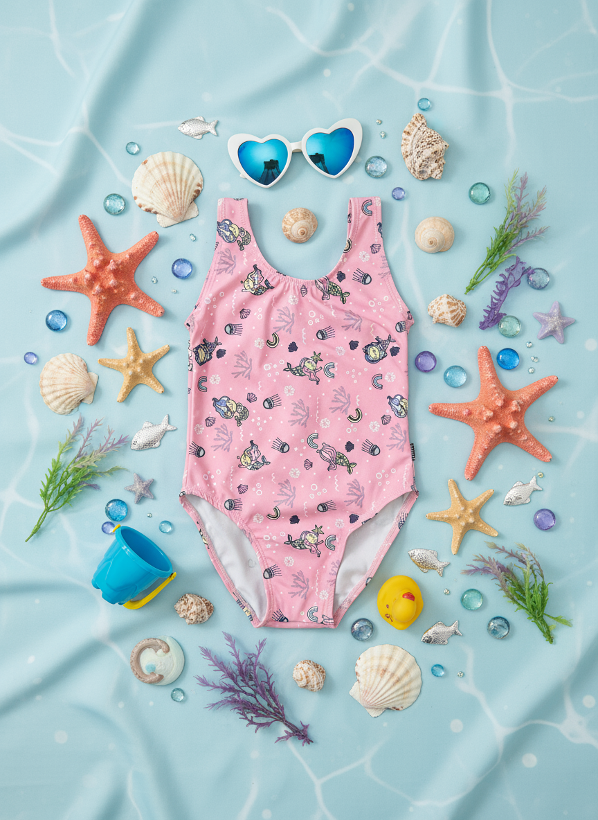 Swimsuit (Maillot) One-Piece - Mermaid Pink