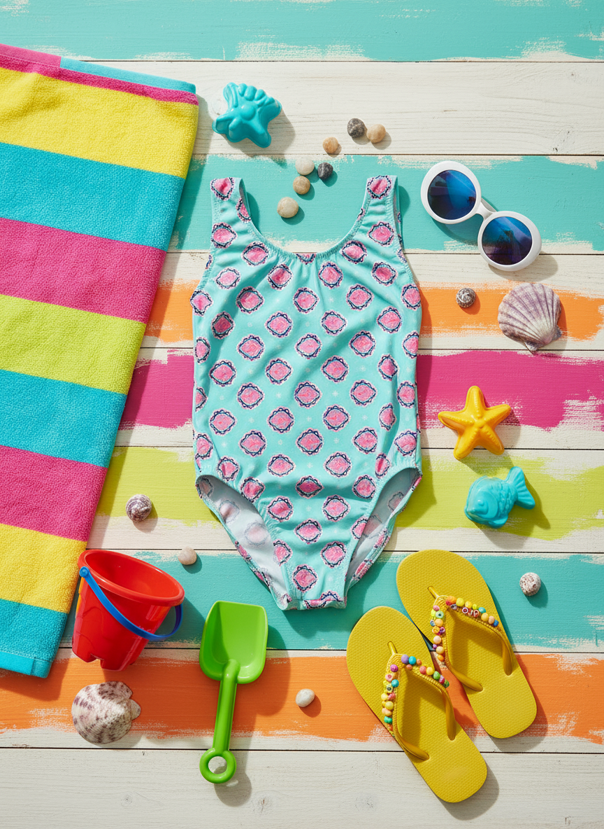 Swimsuit (Maillot) One-Piece - Medallion Blue