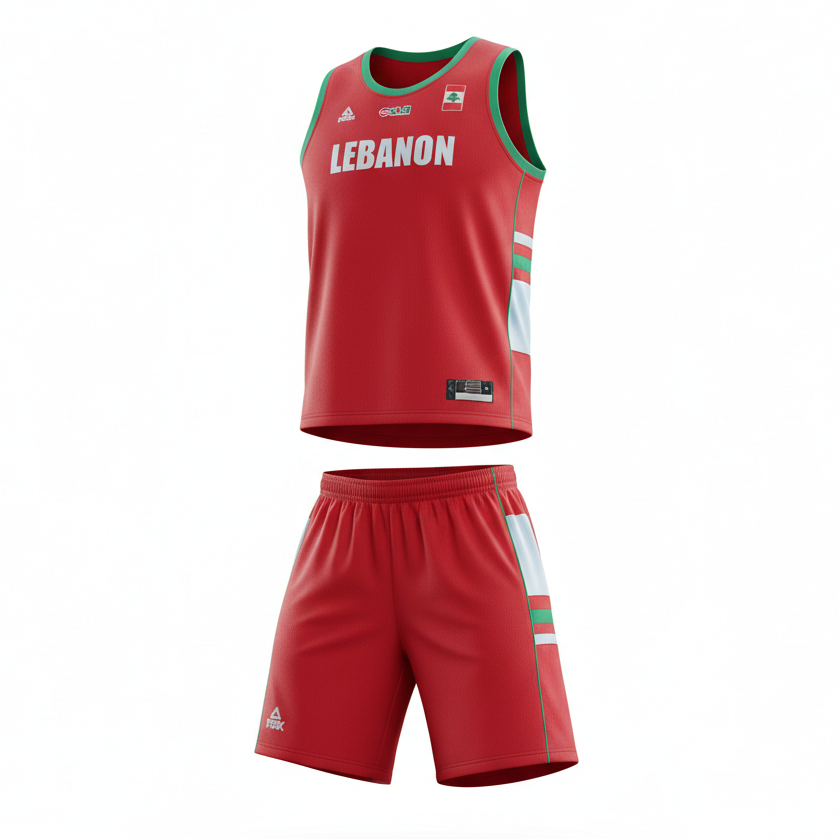 Floating Lebanon basketball uniform