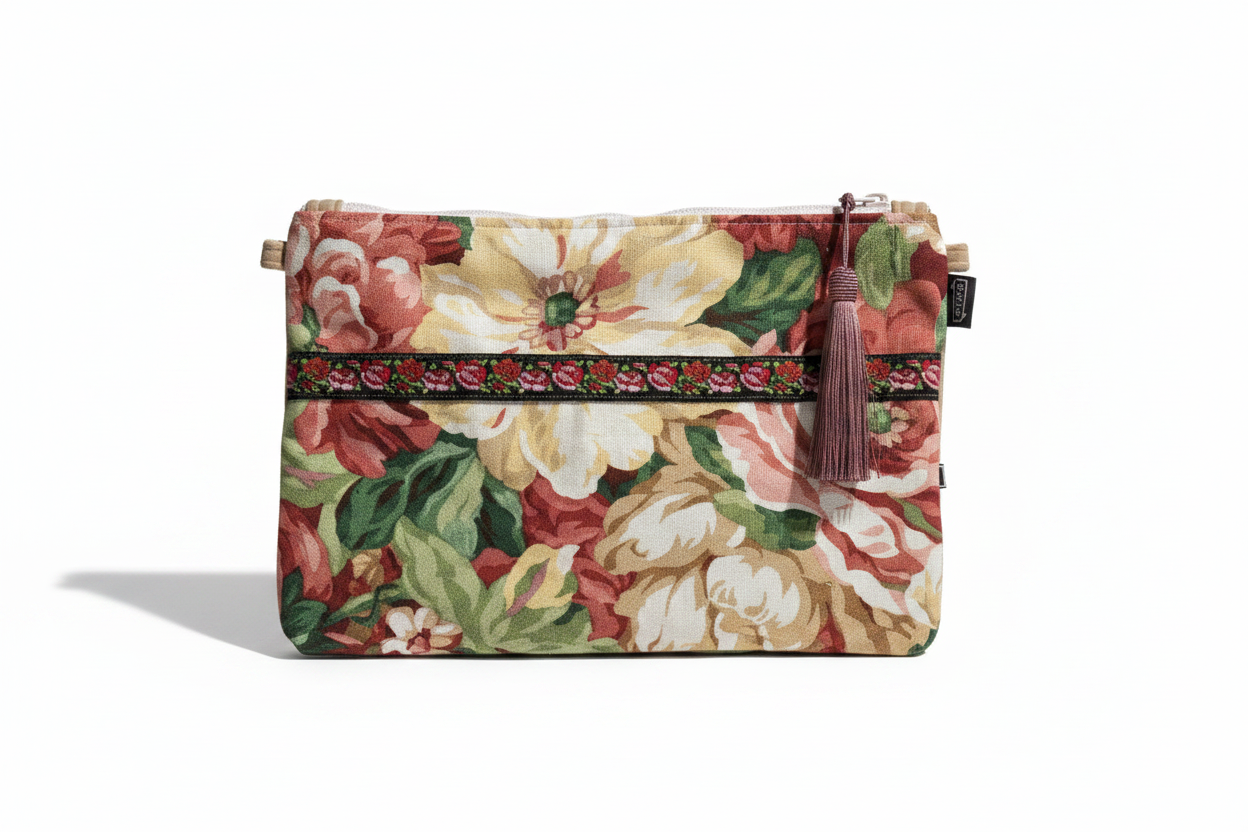 Floral clutch on white background