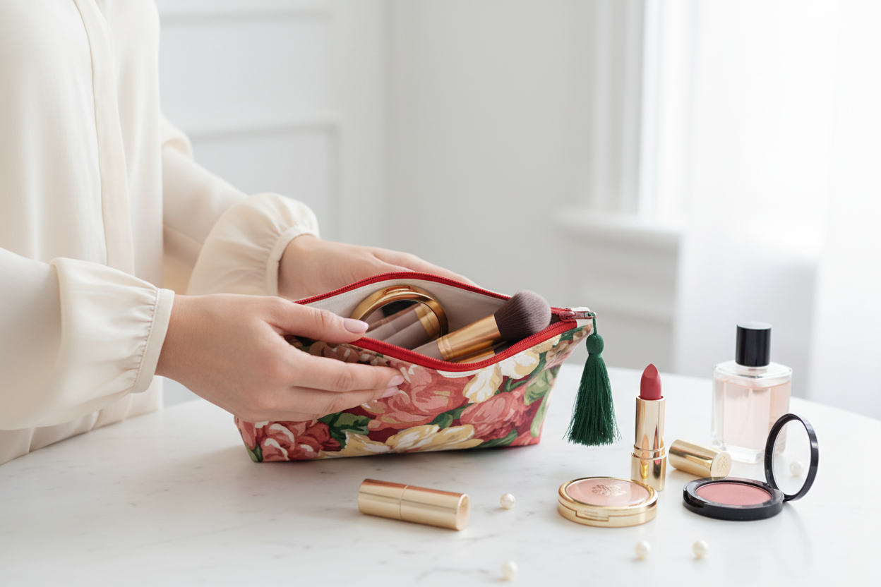 Floral Pouch Lifestyle — Cosmetics