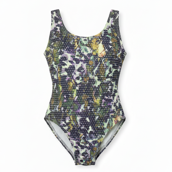 Floral Print Swimsuit - White Background