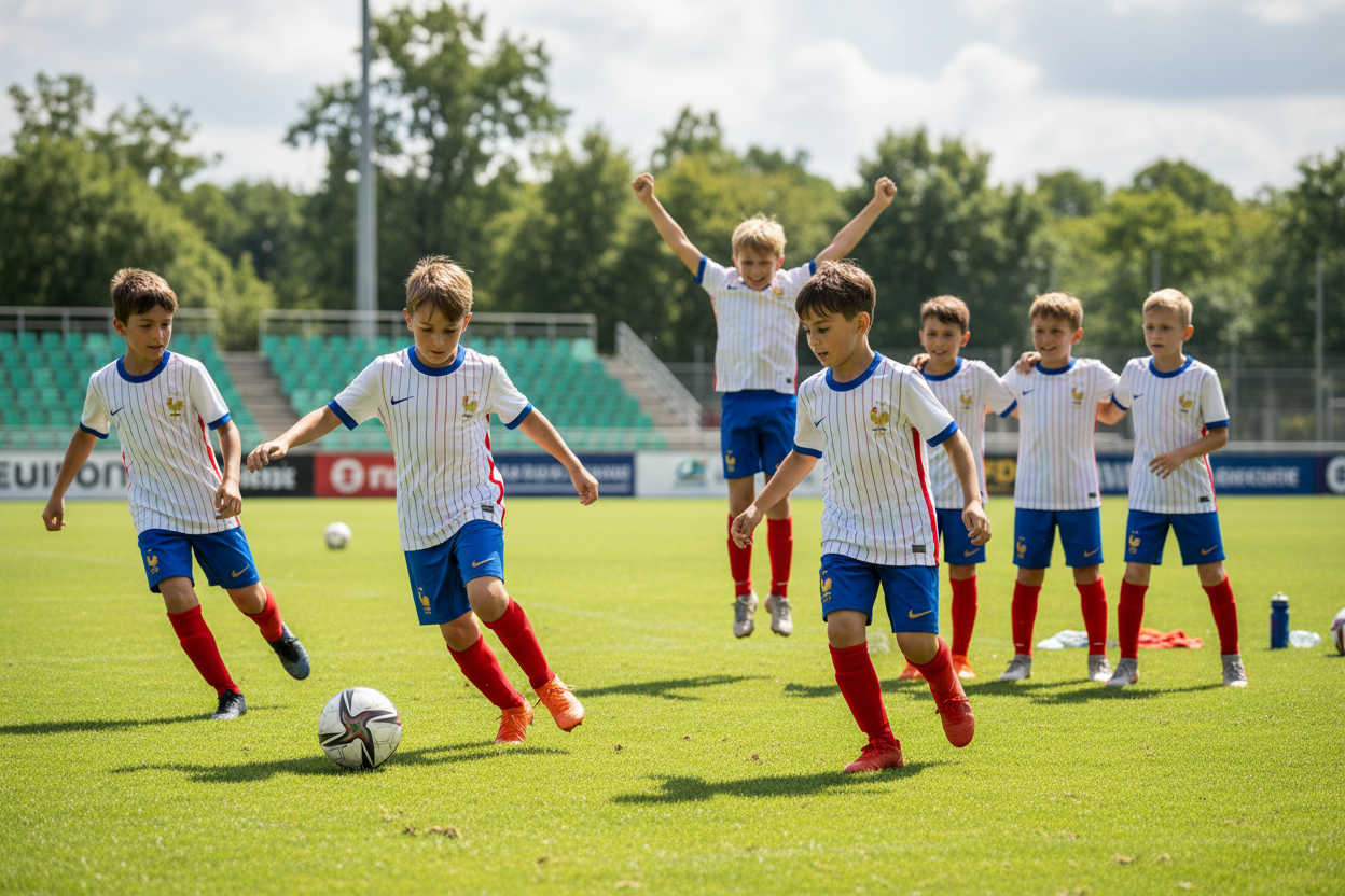 France Euro 2024 Away Kit Kids Team Playing Football