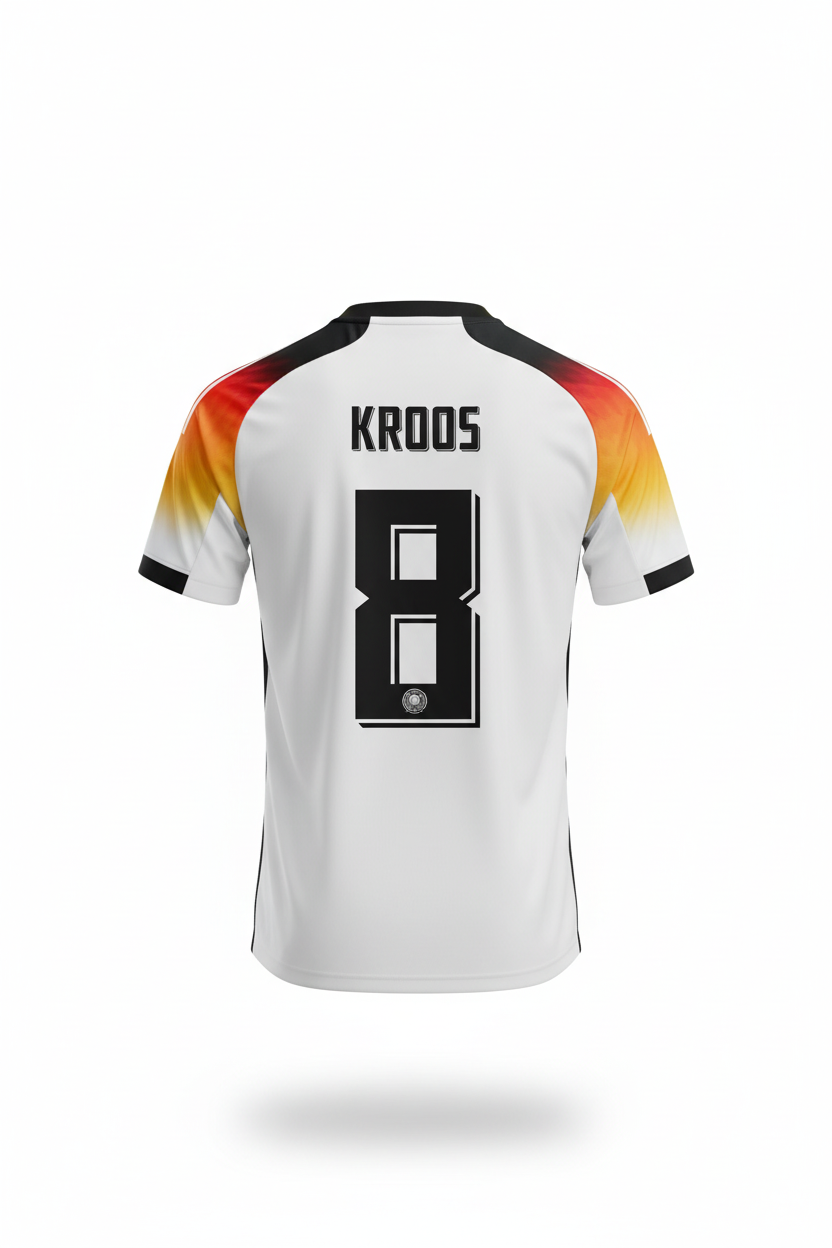 Germany Kroos #8 Jersey – Back View Ghost Mannequin White Background
