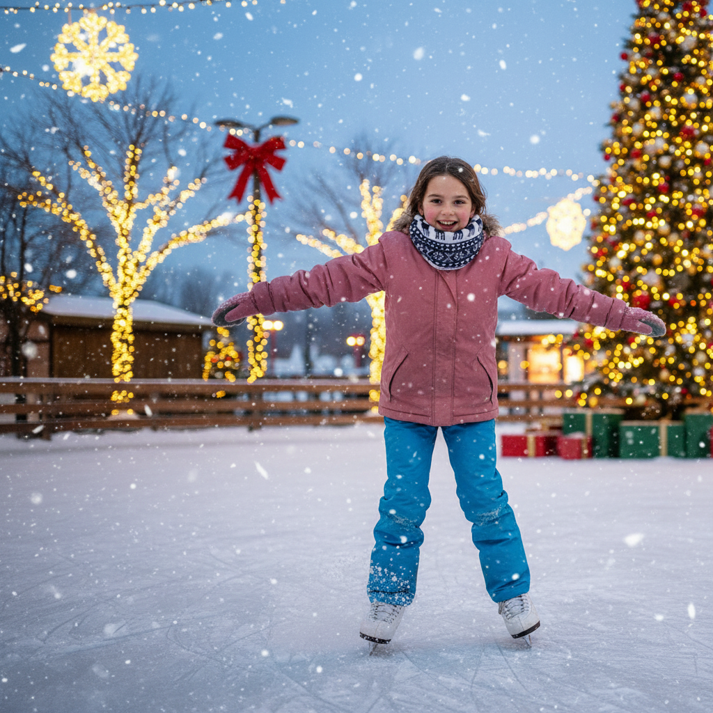 Girl doing winter activities