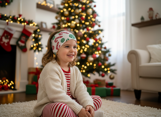 Functional Headgear - Fleece Candy Cane White