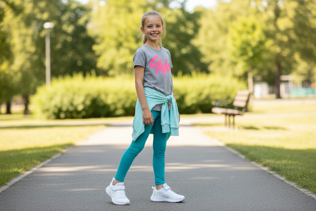 Girl wearing white sneakers
