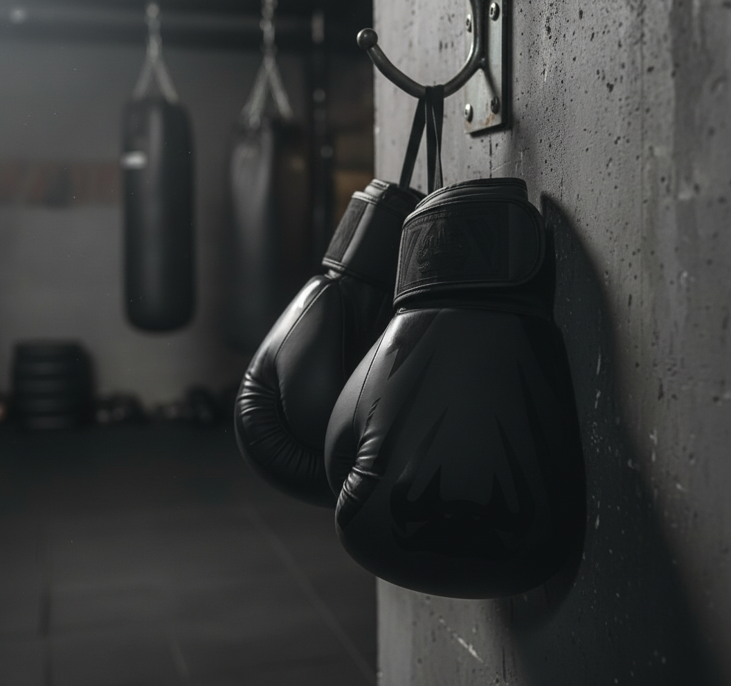 Gloves hanging in gym