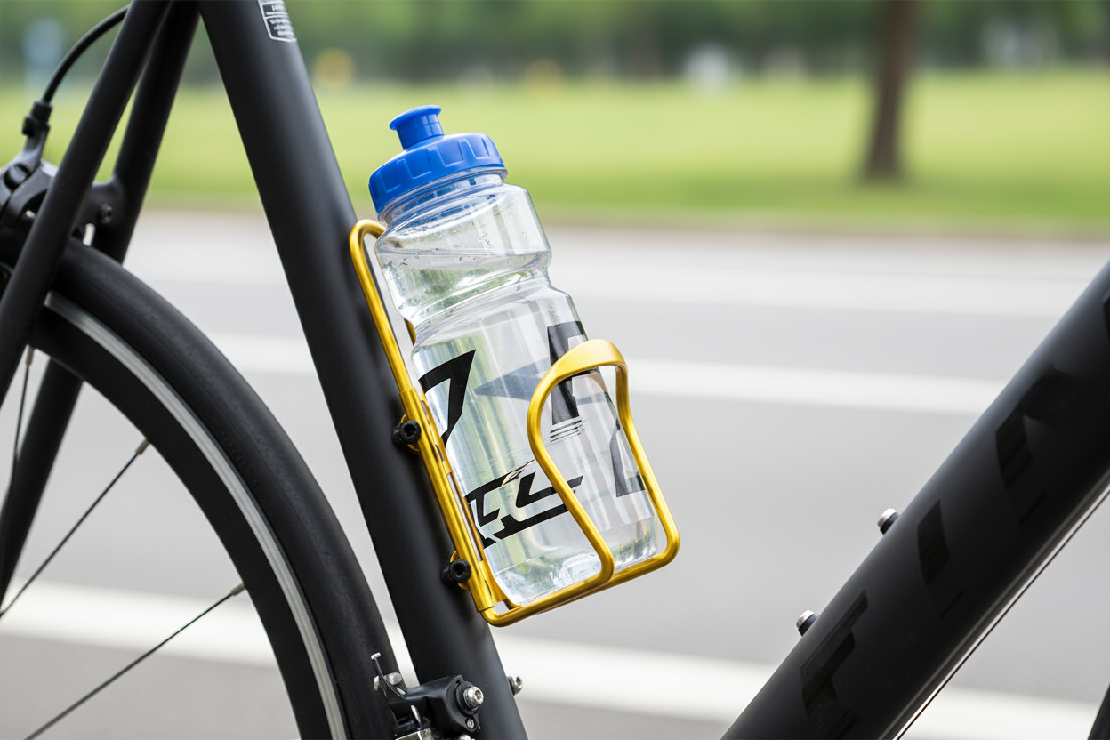 Gold Anodized Bicycle Bottle Cage - How To Use Mounted on Bike