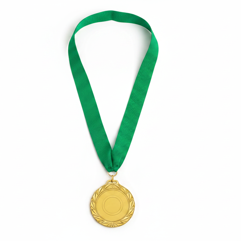 Gold Medal with Green Ribbon