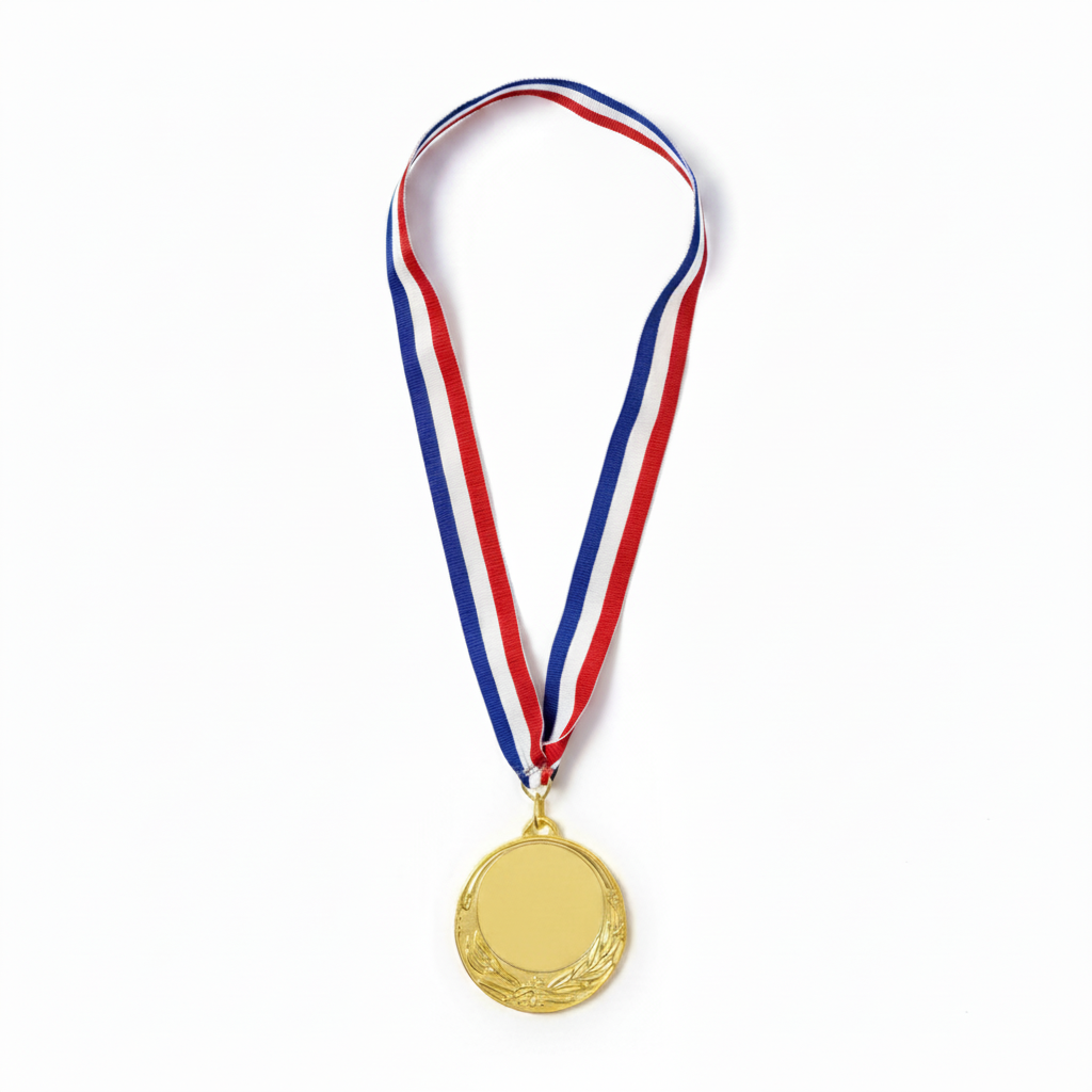 Gold Medal with Red White Blue Ribbon