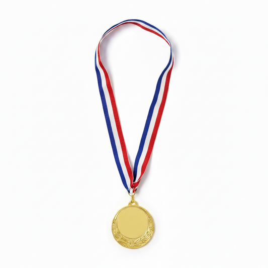 Gold Medal with Red White Blue Ribbon