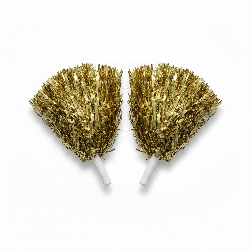 Gold Pom Poms White Background