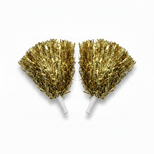 Gold Pom Poms White Background