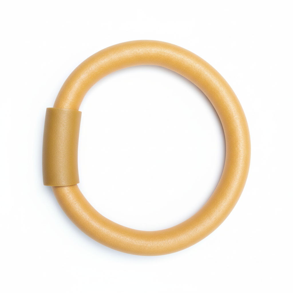 Gold pool noodle ring on white background