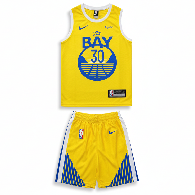 Golden State Warriors The Bay uniform set on white background