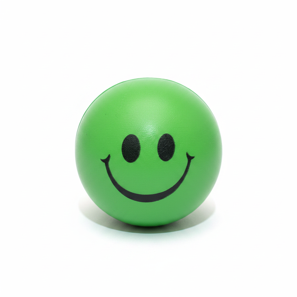 Green Smiley Ball - White Background