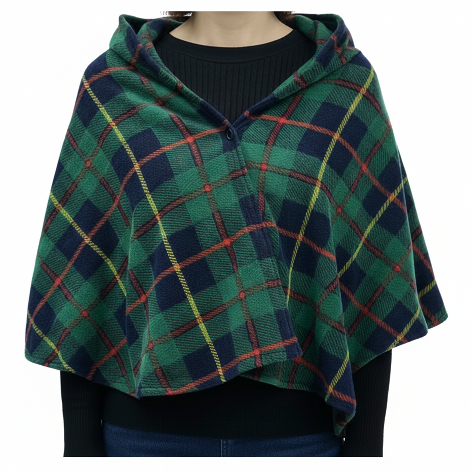 Green Tartan Shawl White Background Square