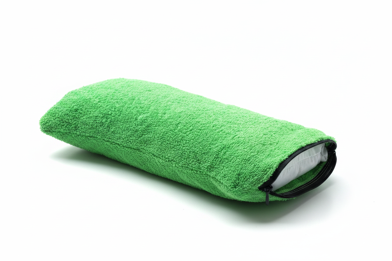 Green Towel Pencil Case - White Background