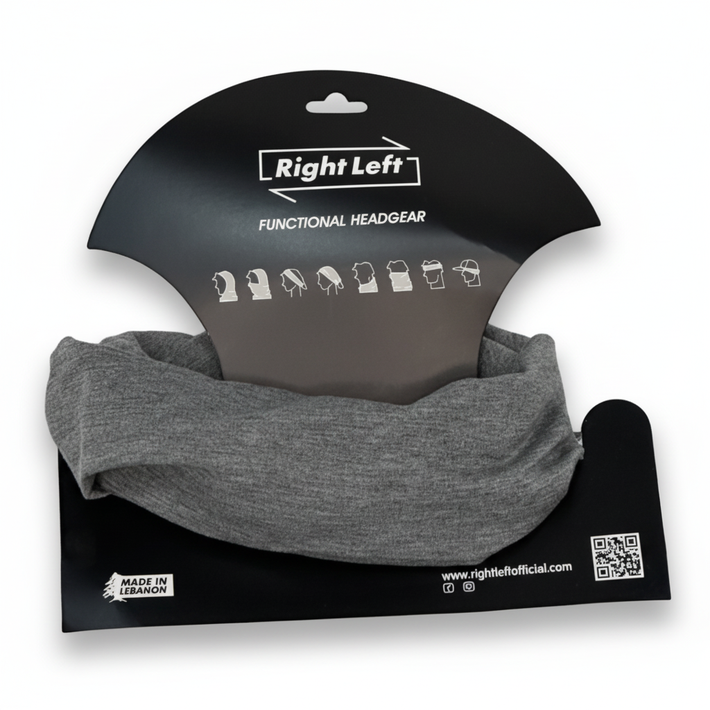 Grey French terry headgear on white background