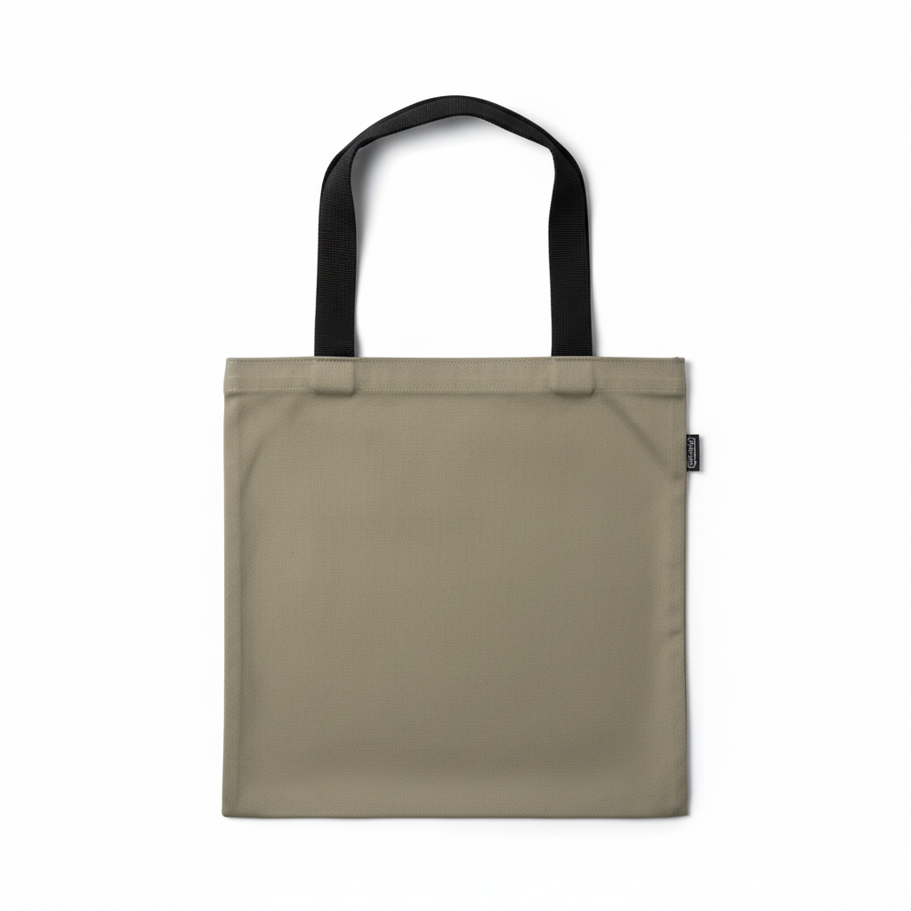 Small Tote Bag Linen Beige Black Strap