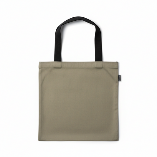 Small Tote Bag Linen Beige Black Strap