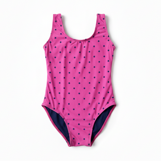 Hot Pink Navy Stars Swimsuit - White Background