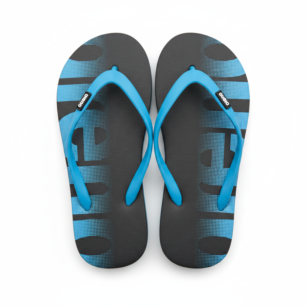 Arena Crawl Flip Flops – Black and Turquoise on white background