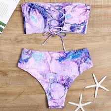 Swimsuit (Maillot) Two-Pieces Lavender Marble