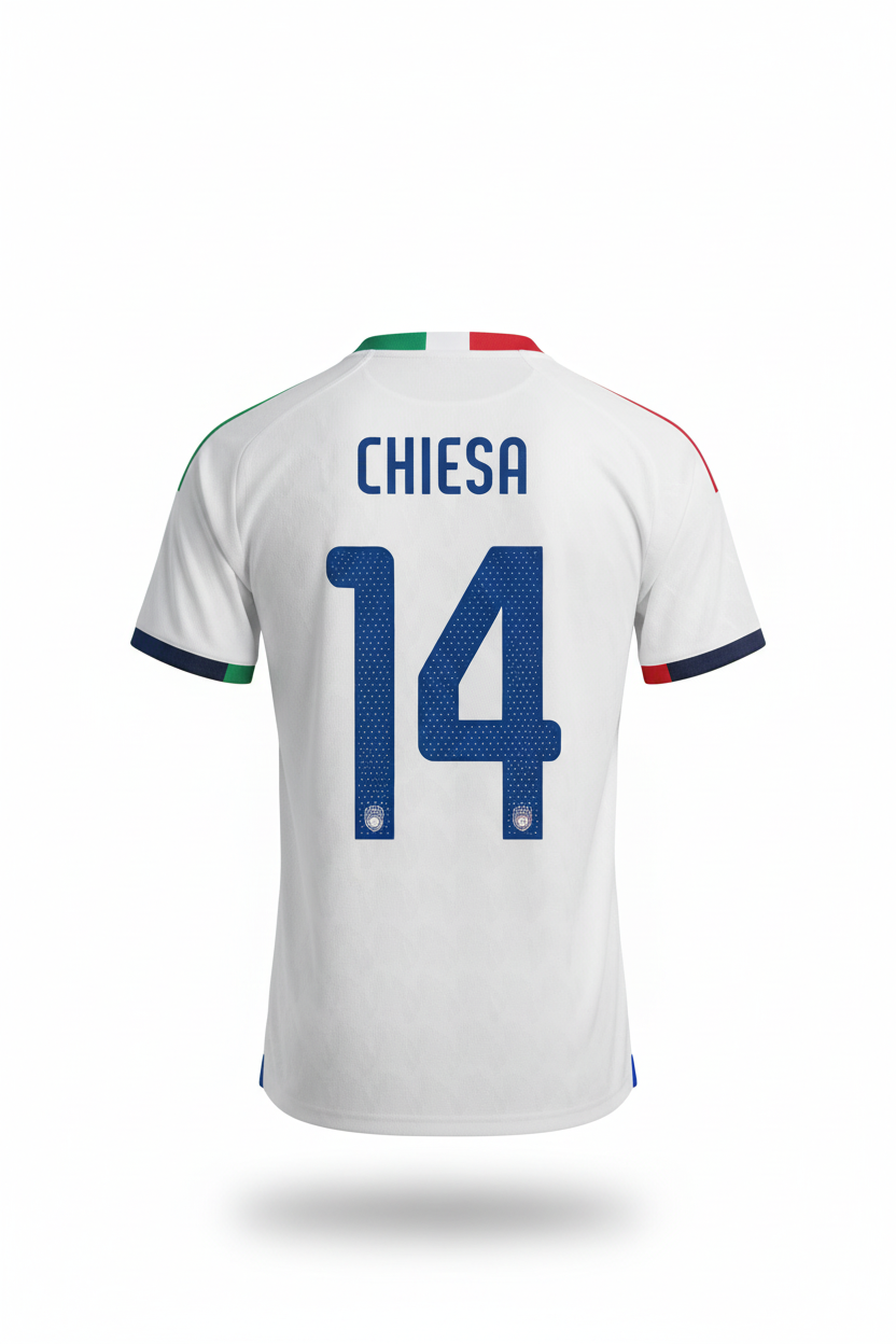 Italy Chiesa #14 Jersey – Back View Ghost Mannequin White Background