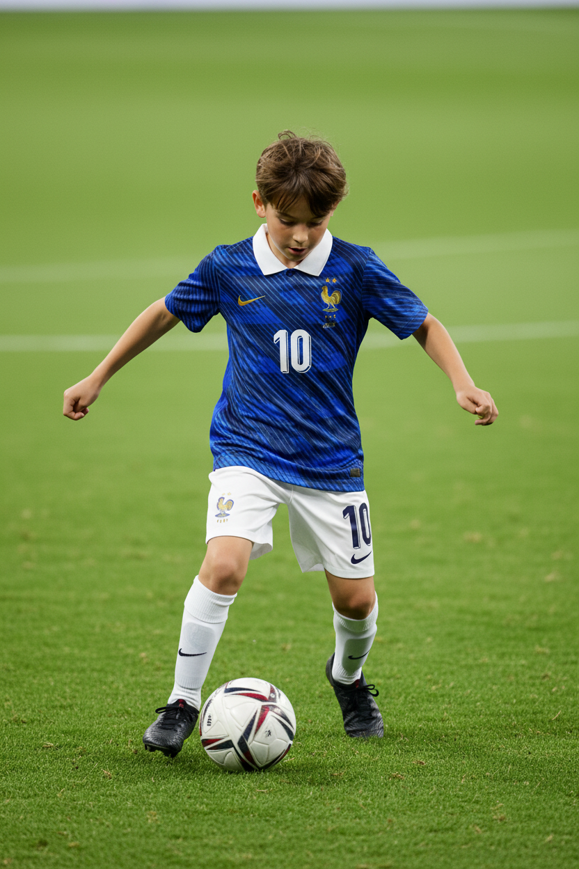 Kid Playing Football in France #10 Jersey