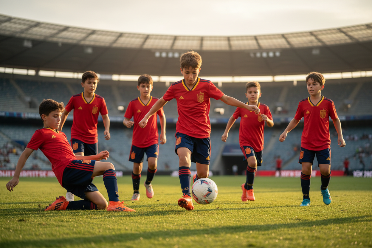 Kids Playing Football in Spain Kit