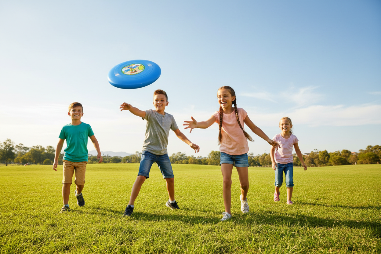 Kids playing frisbee