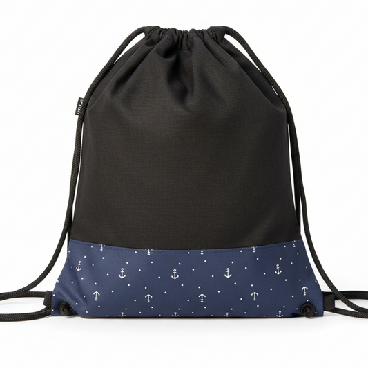 Lace Bag Black Navy Anchor Square