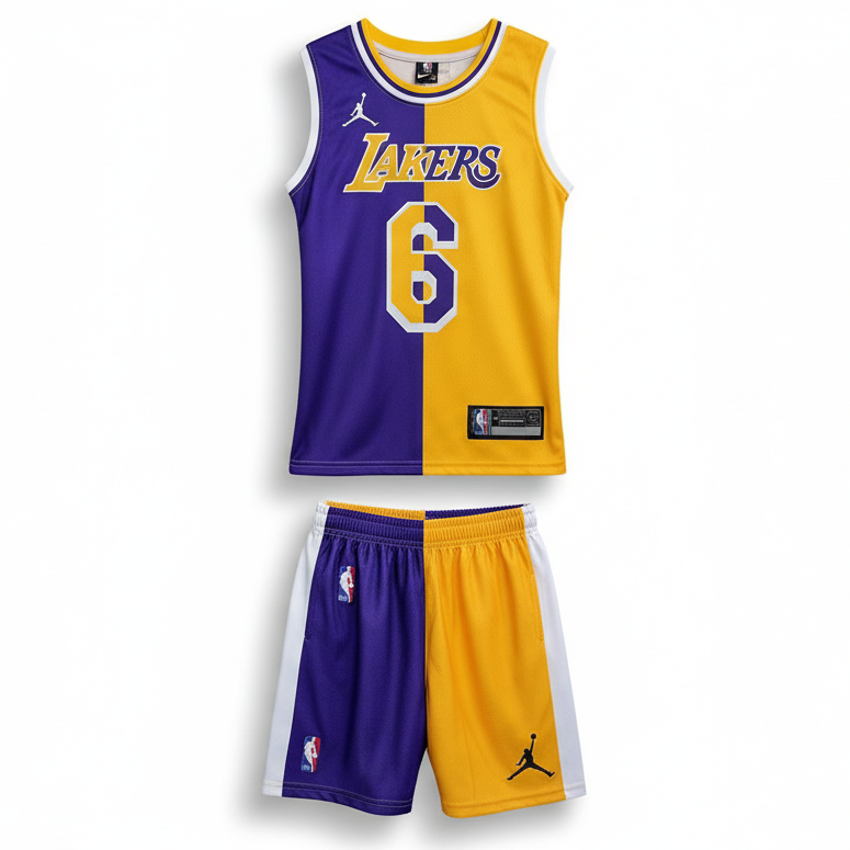 Lakers basketball uniform set on white background