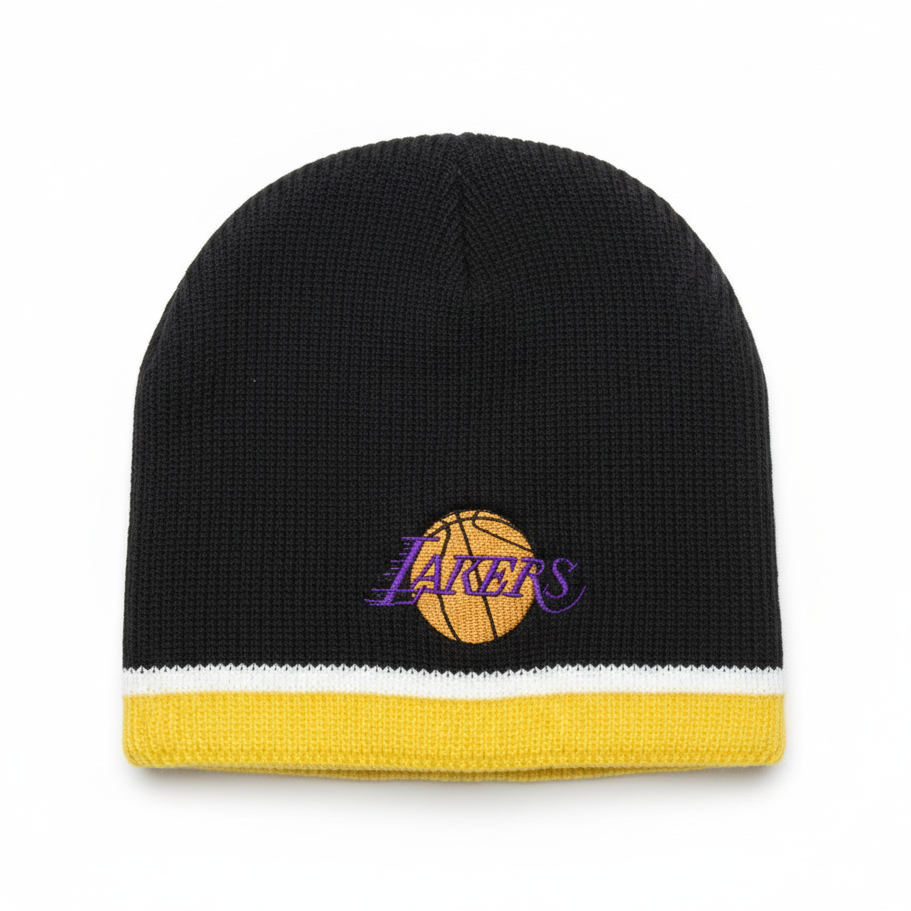 Lakers beanie with white background