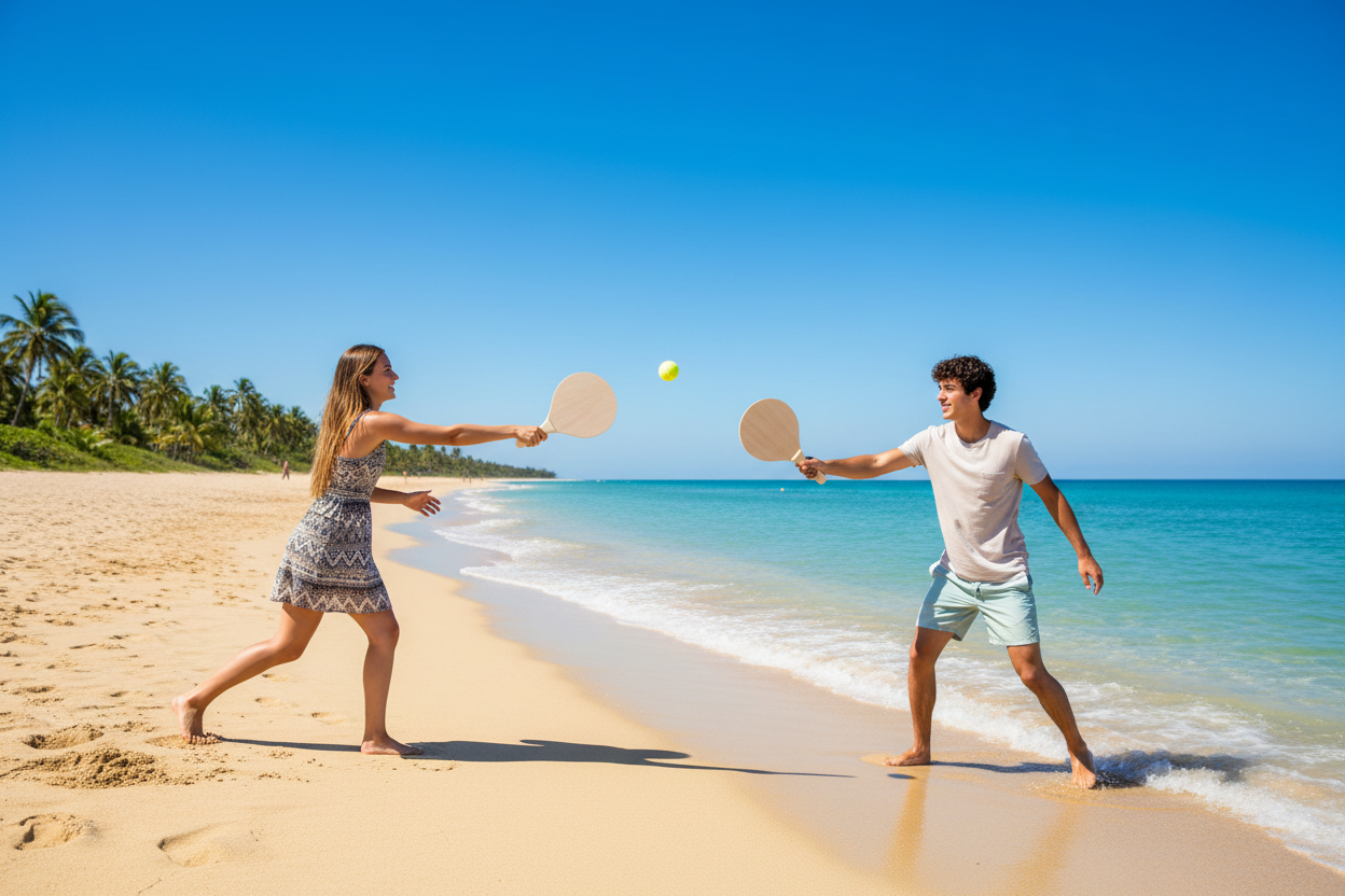Lifestyle photo of beach paddle set in use