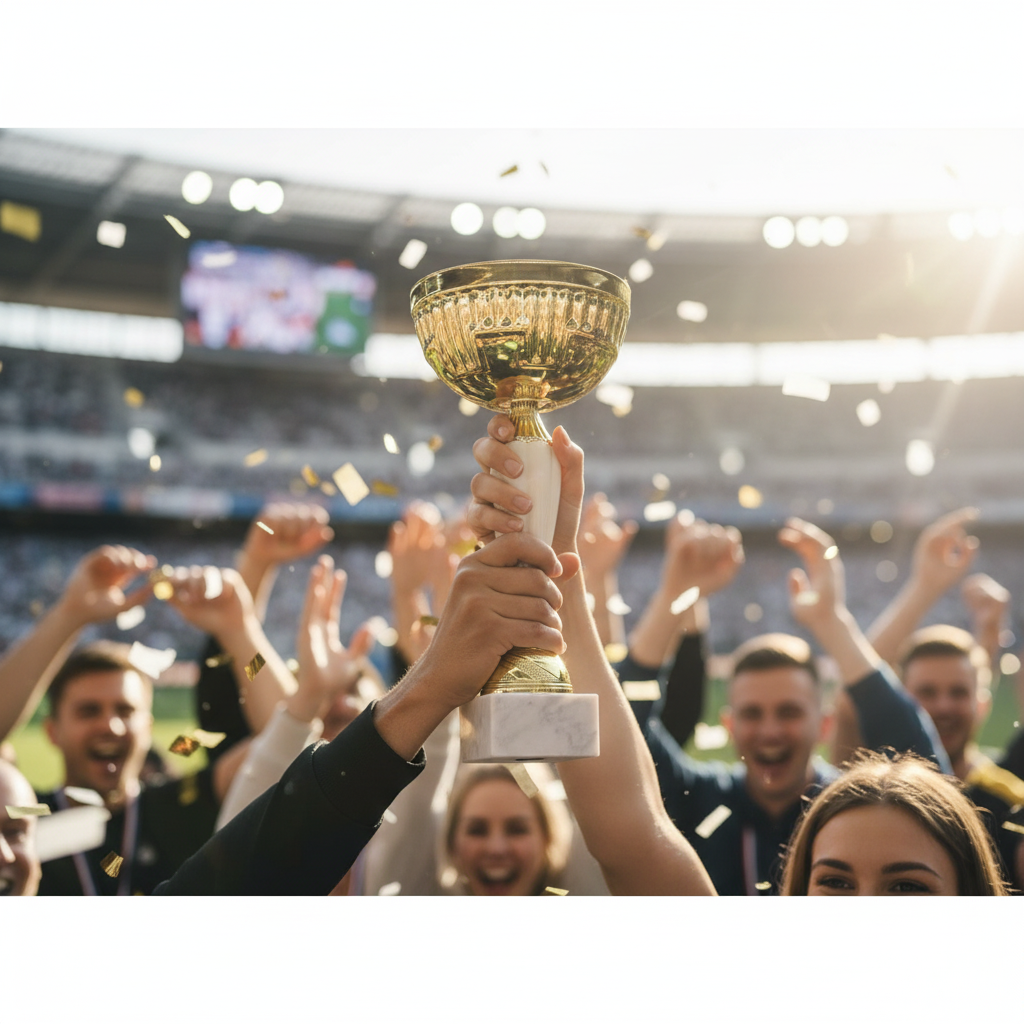 Lifestyle photo of gold trophy